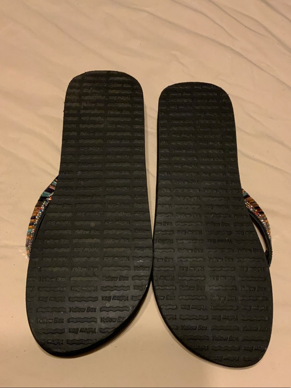 Yellow Box Black Beaded V-Strap Sandals - Picture 5 of 5